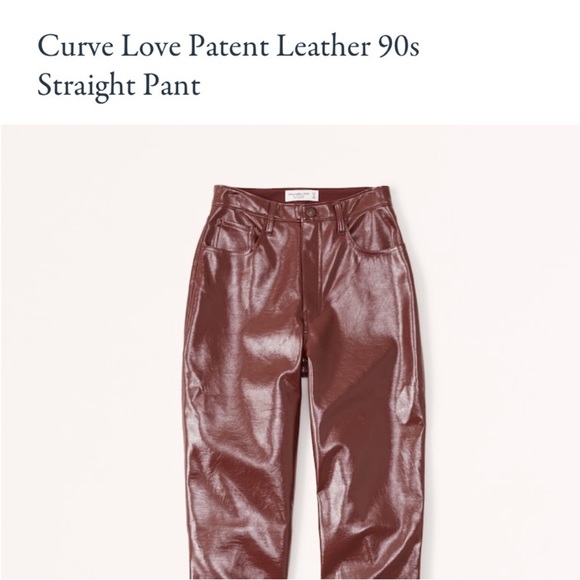NWT Abercrombie Curve Love Patent Leather 90s Straight Pants Size 33 - Picture 4 of 7